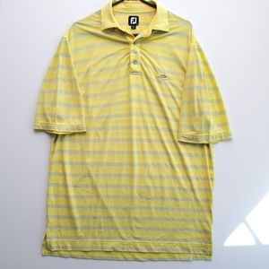 Foot Joy Yellow and Gray Stripe Golf Polo - Size Large
